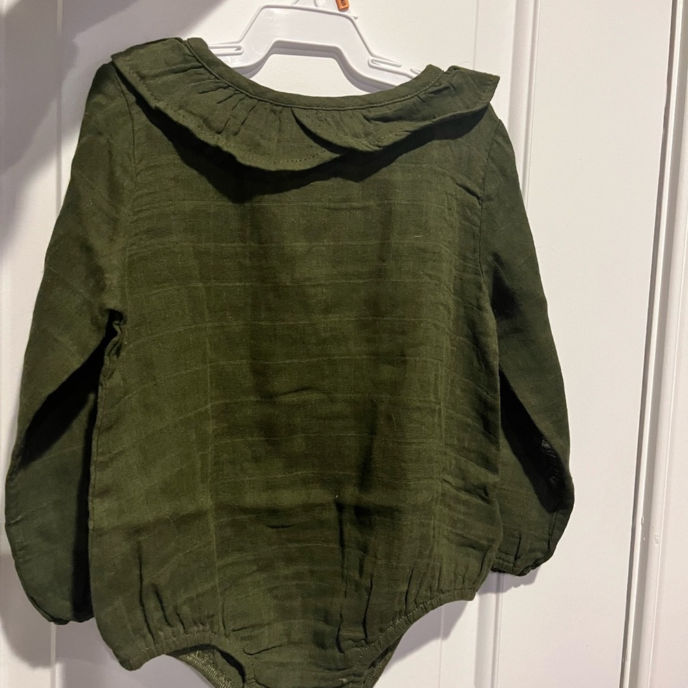 NWT - Green Long-Sleeve Baby Romper